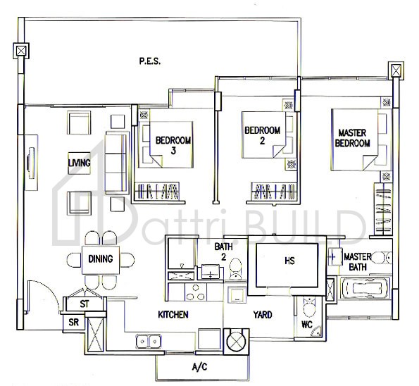THE CALROSE B1P floorplan (watermarked)