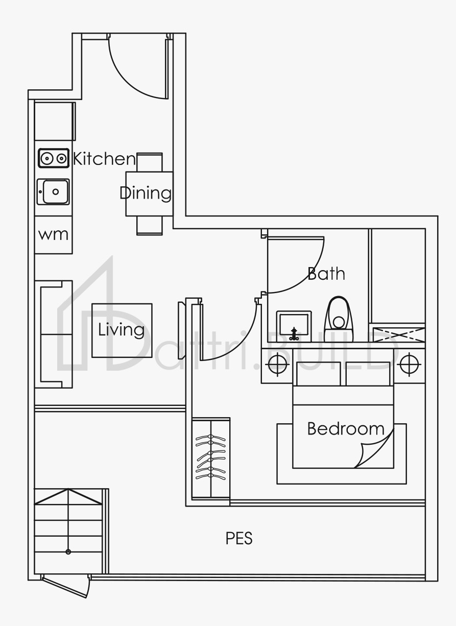 LOFT @ STEVENS A1 floorplan (watermarked)