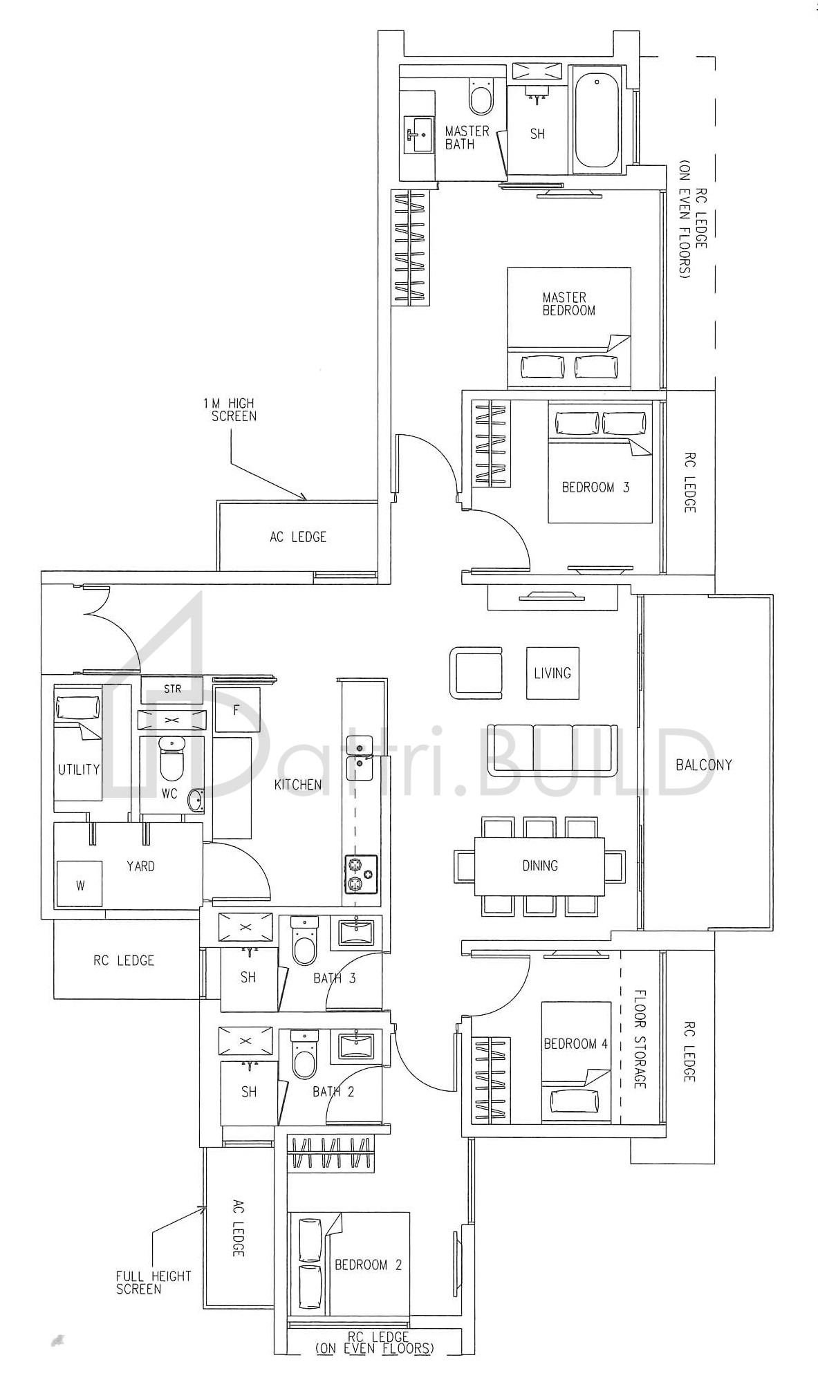 H2O RESIDENCES F1 floorplan (watermarked)