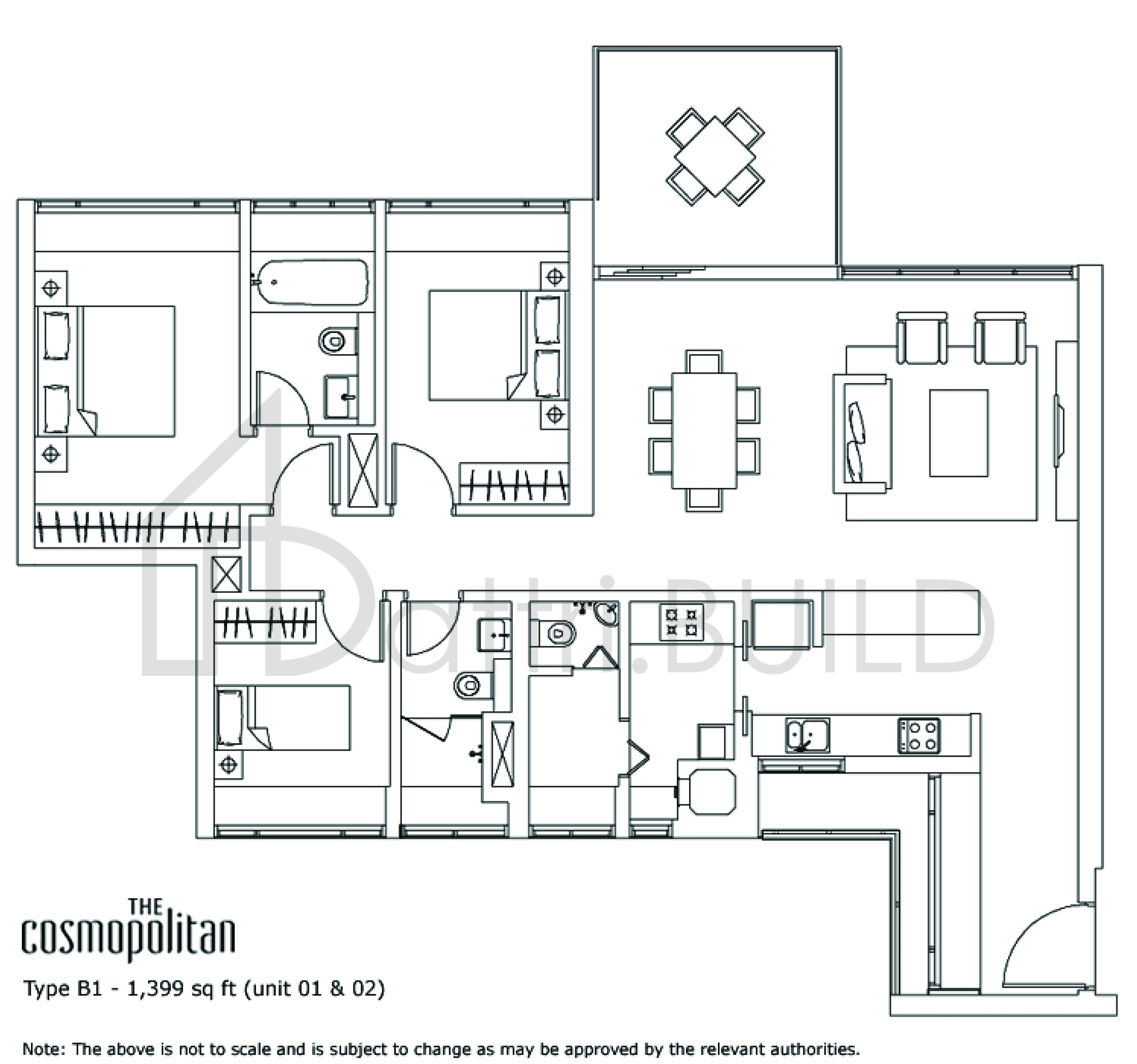 THE COSMOPOLITAN B1 floorplan (watermarked)