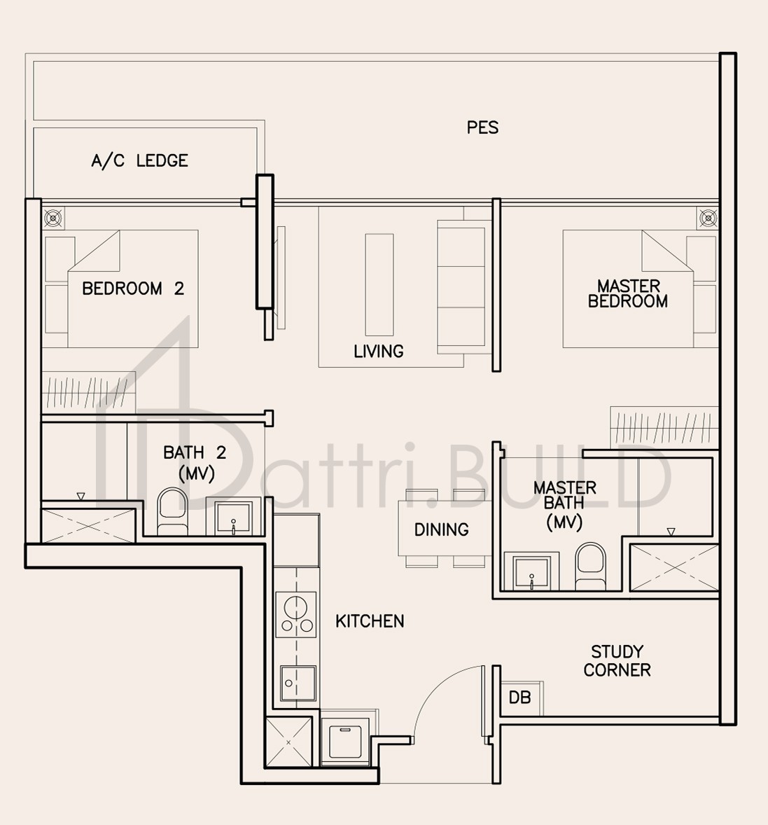 TRE RESIDENCES B2(P) floorplan (watermarked)