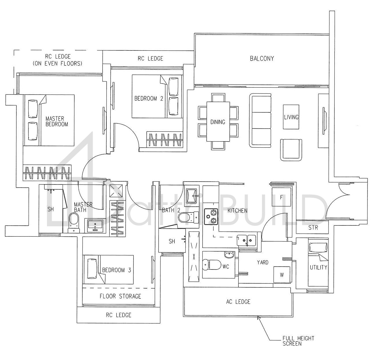 H2O RESIDENCES D2 floorplan (watermarked)