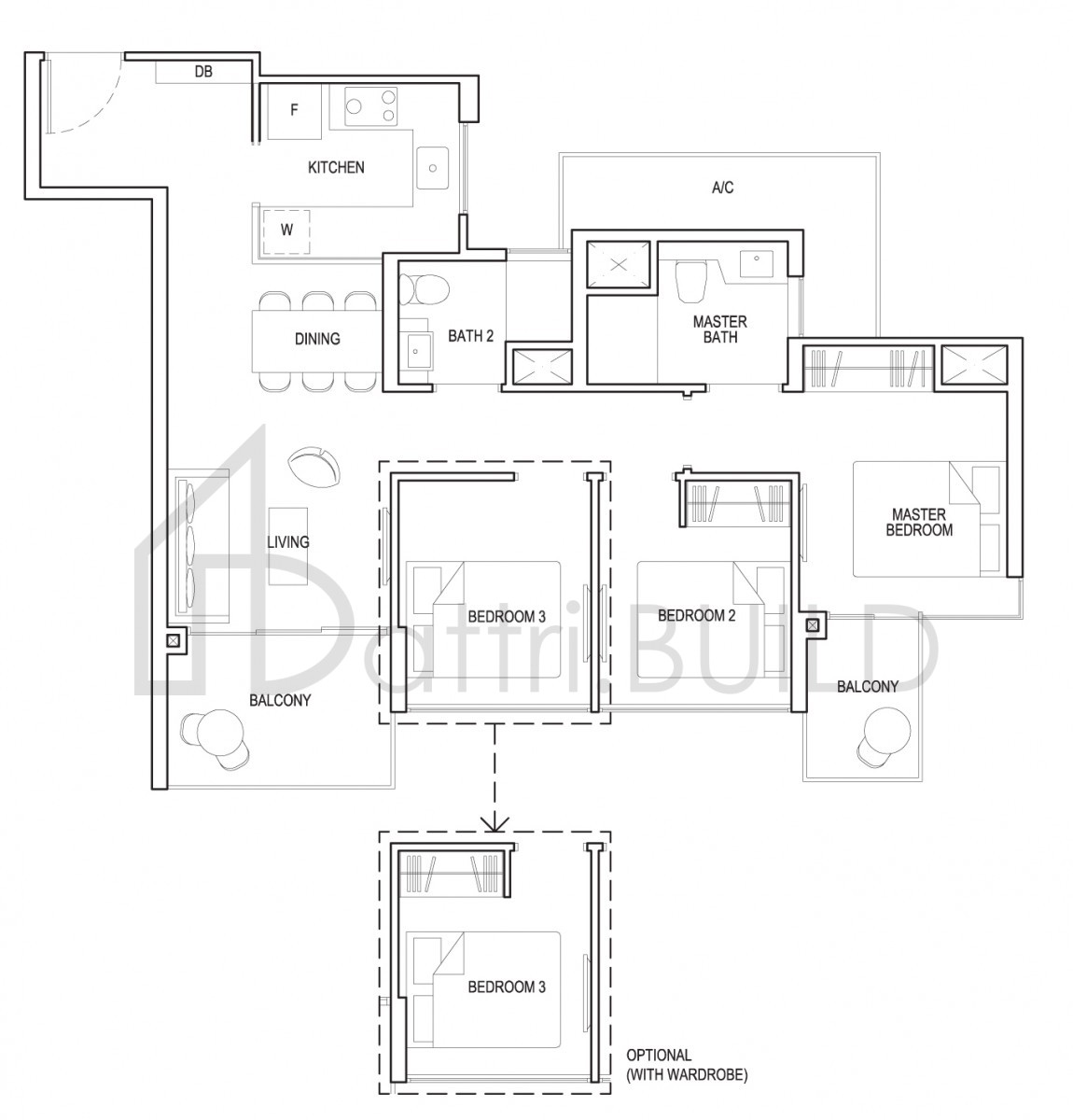 GRANDEUR PARK RESIDENCES 3c1f floorplan (watermarked)