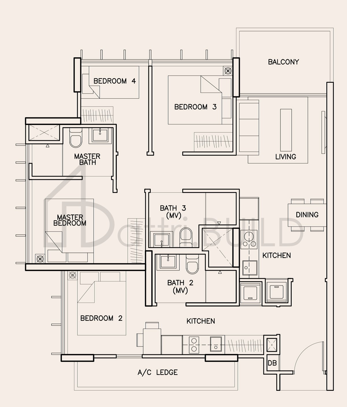 TRE RESIDENCES D2-DK floorplan (watermarked)