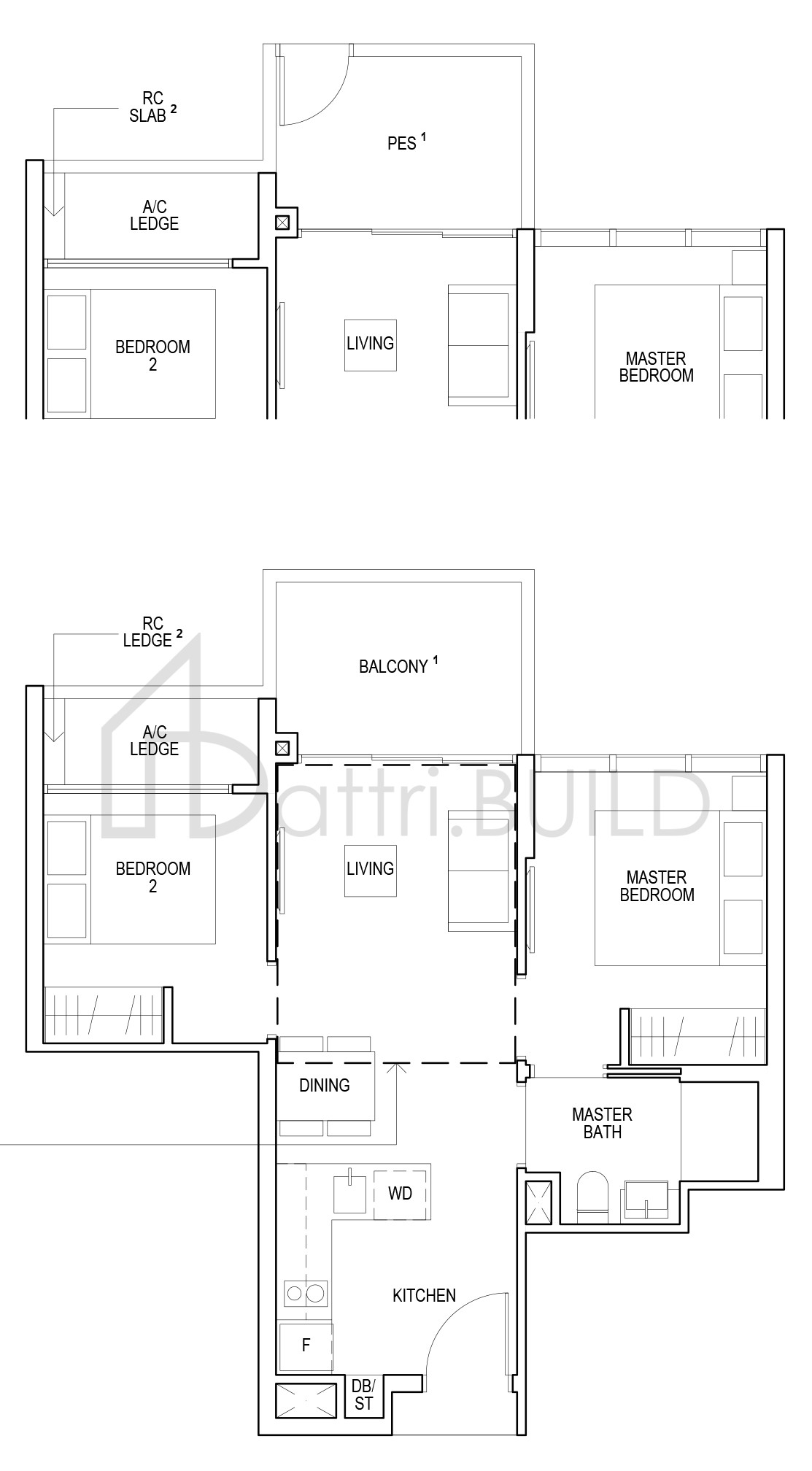 RIVERFRONT RESIDENCES B3-P floorplan (watermarked)
