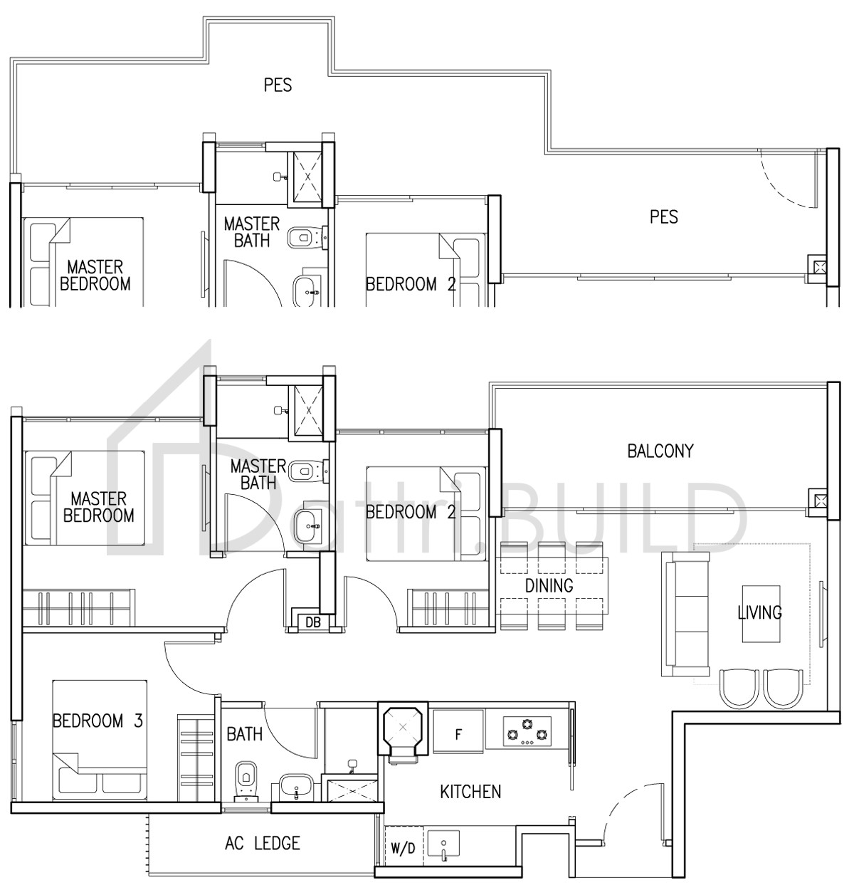 THE SKYWOODS 3 C1P floorplan (watermarked)