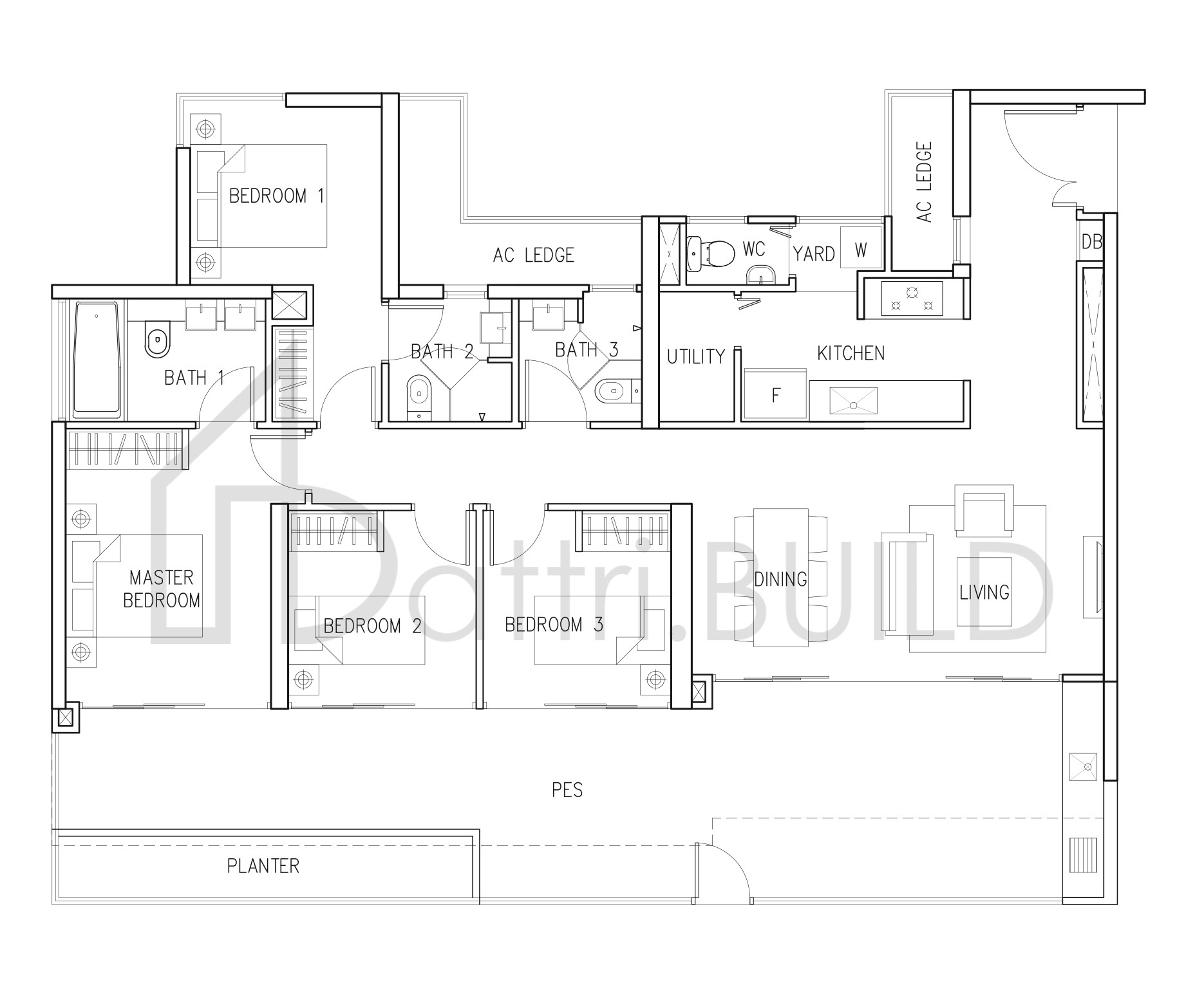 EIGHT RIVERSUITES F1 PES floorplan (watermarked)