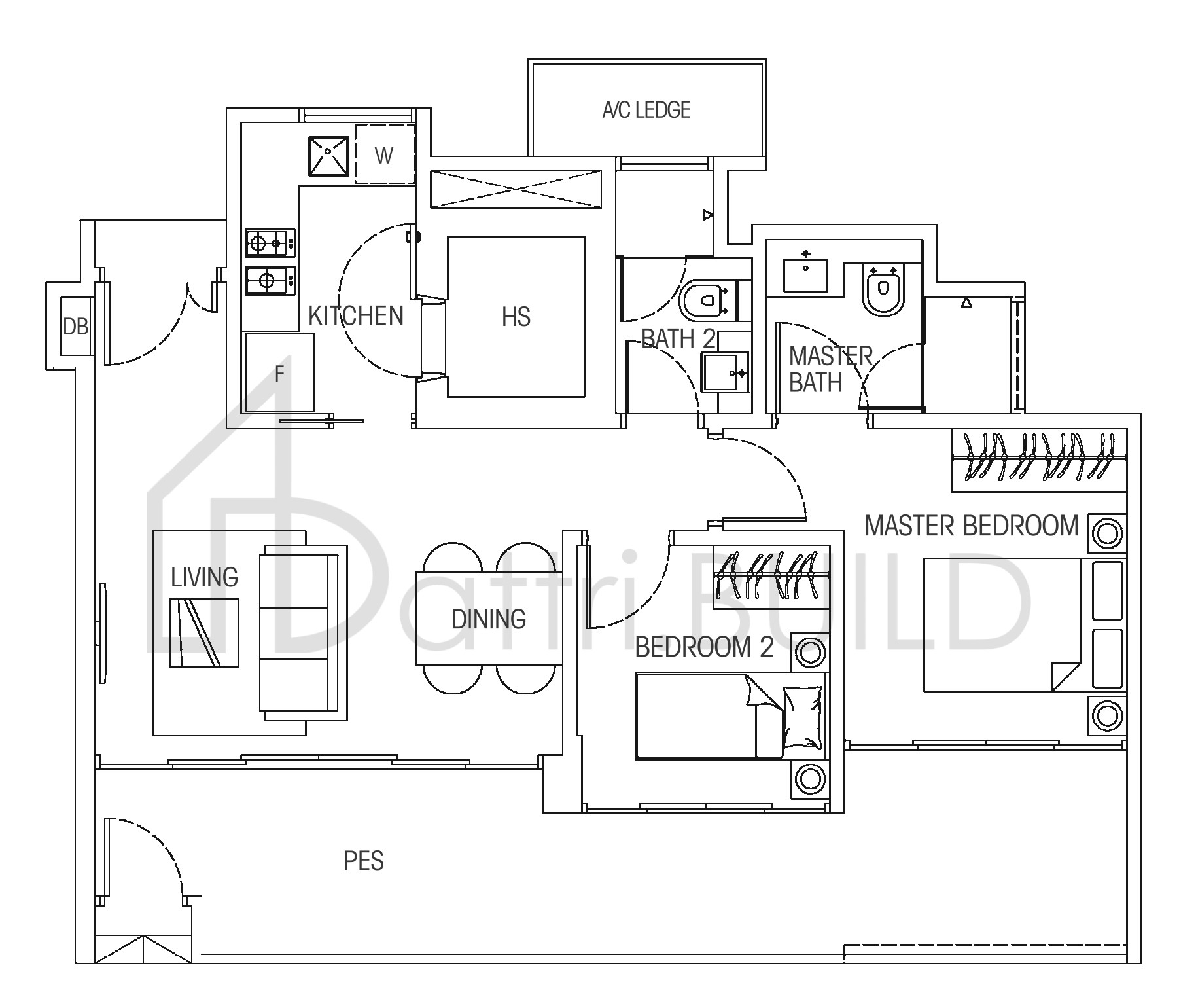 HEDGES PARK CONDOMINIUM 2b1 floorplan (watermarked)
