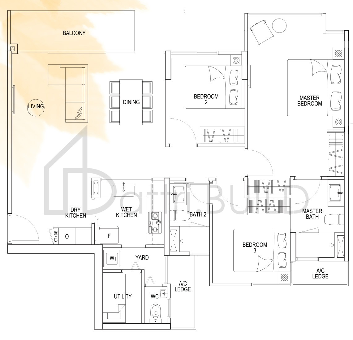 THE RAINFOREST B3b floorplan (watermarked)