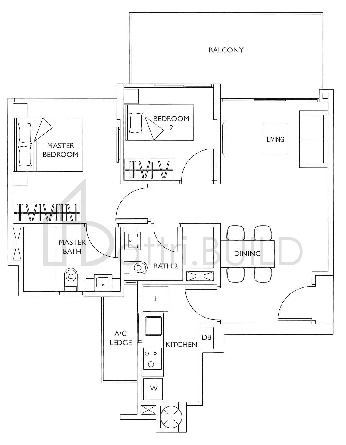 THE LUXURIE B1A floorplan (watermarked)
