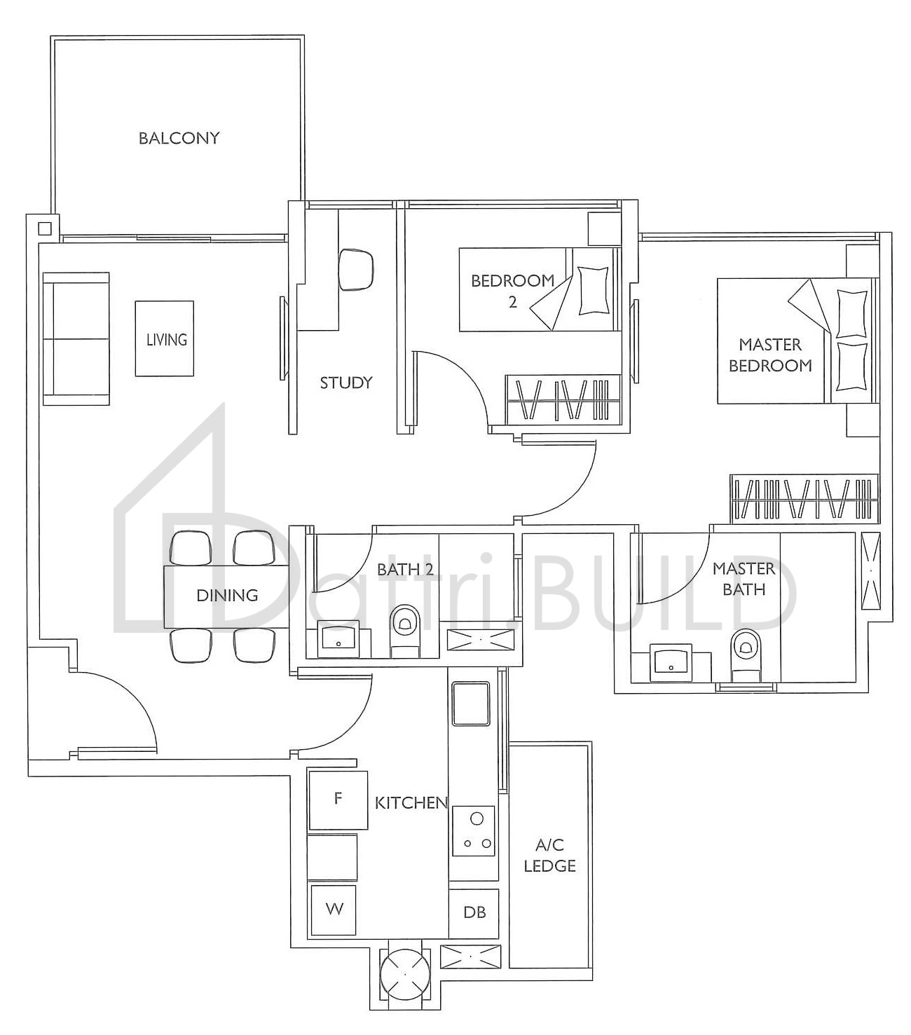 THE LUXURIE BS1 floorplan (watermarked)