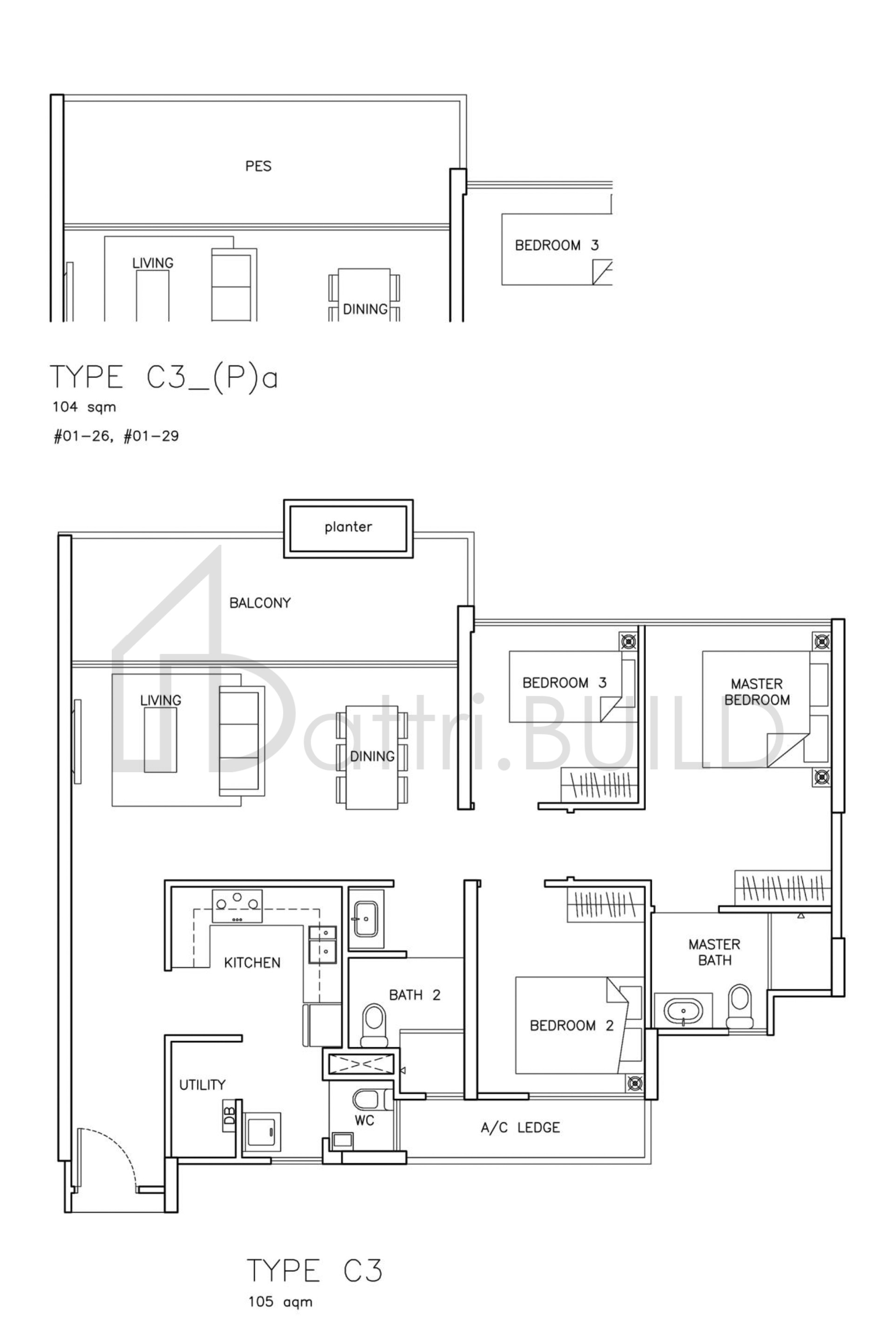 THE SANTORINI C3Pa floorplan (watermarked)