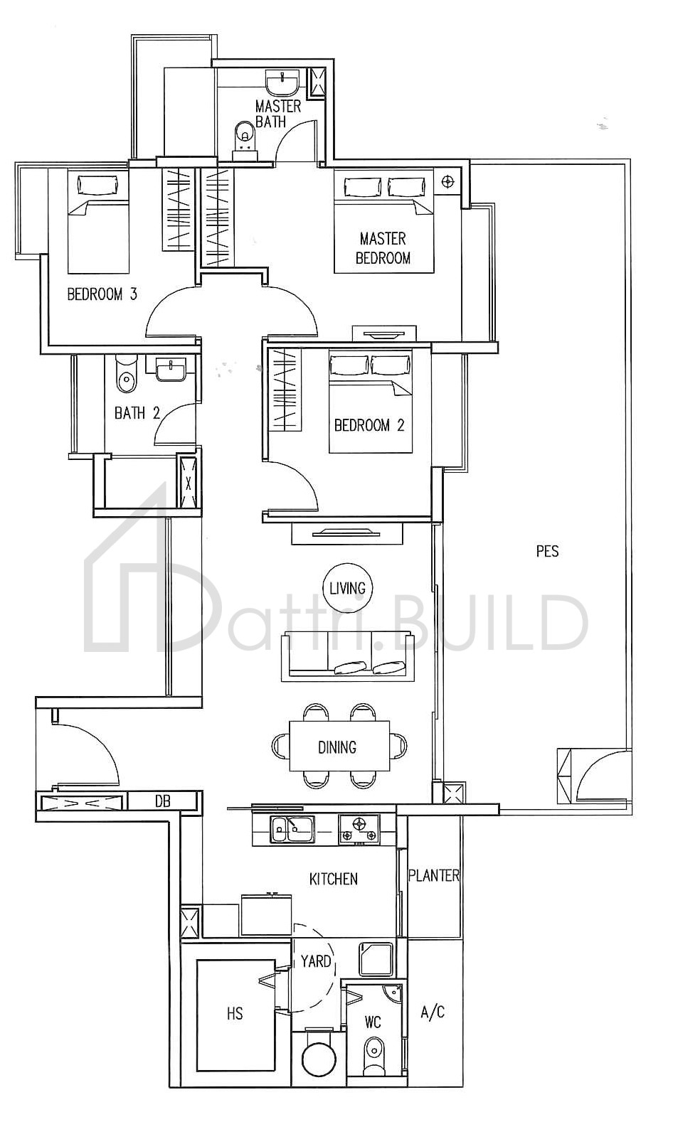THE INFINITI B1-P1 floorplan (watermarked)
