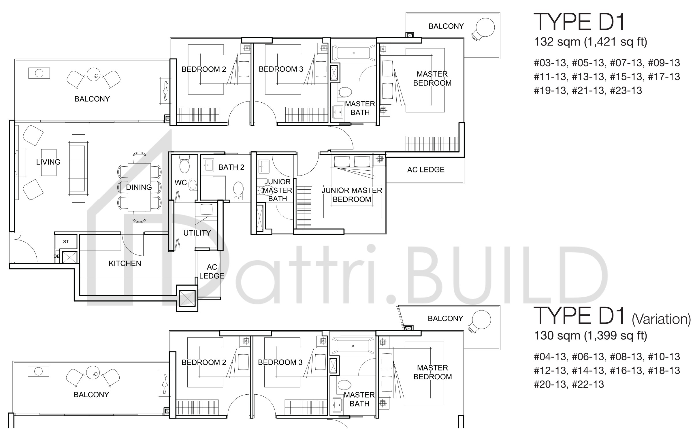 FORESQUE RESIDENCES D1 (VARIATION) floorplan (watermarked)