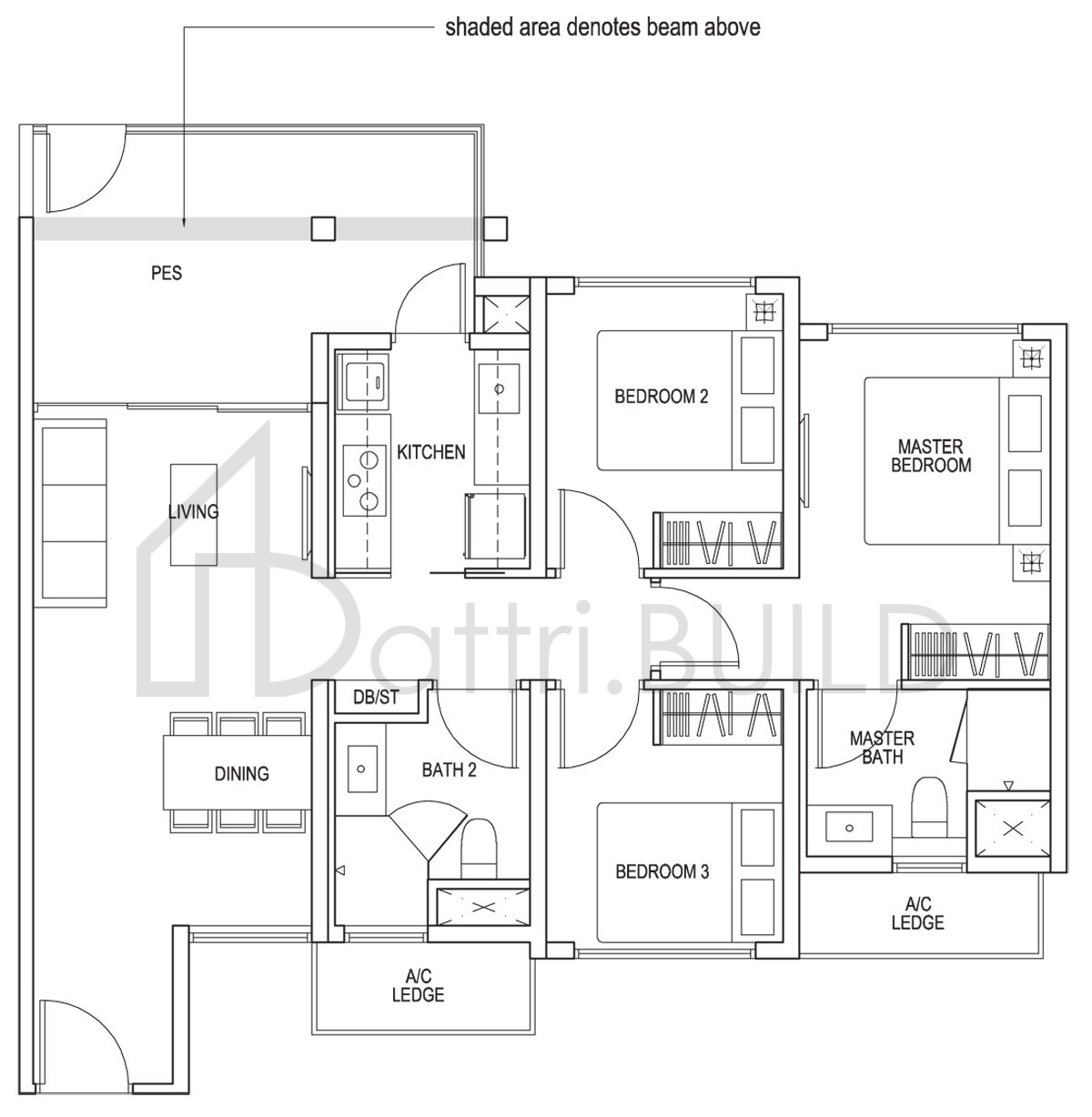 THE BROWNSTONE B2p floorplan (watermarked)