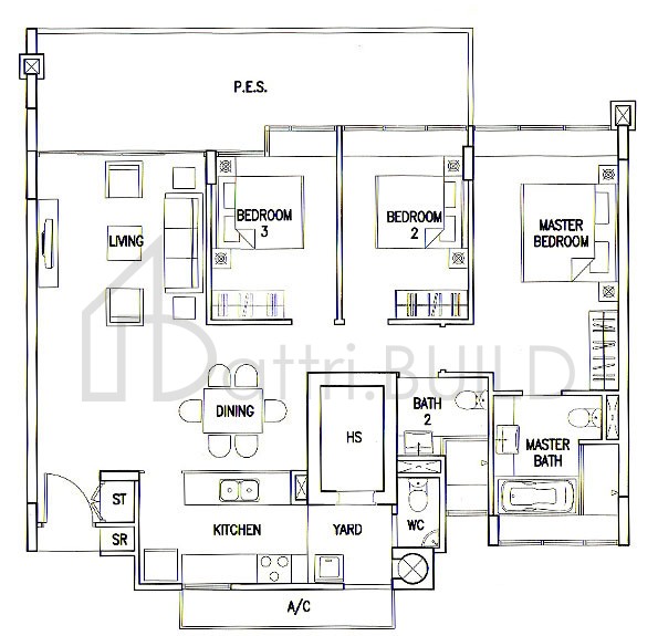 THE CALROSE B5P floorplan (watermarked)