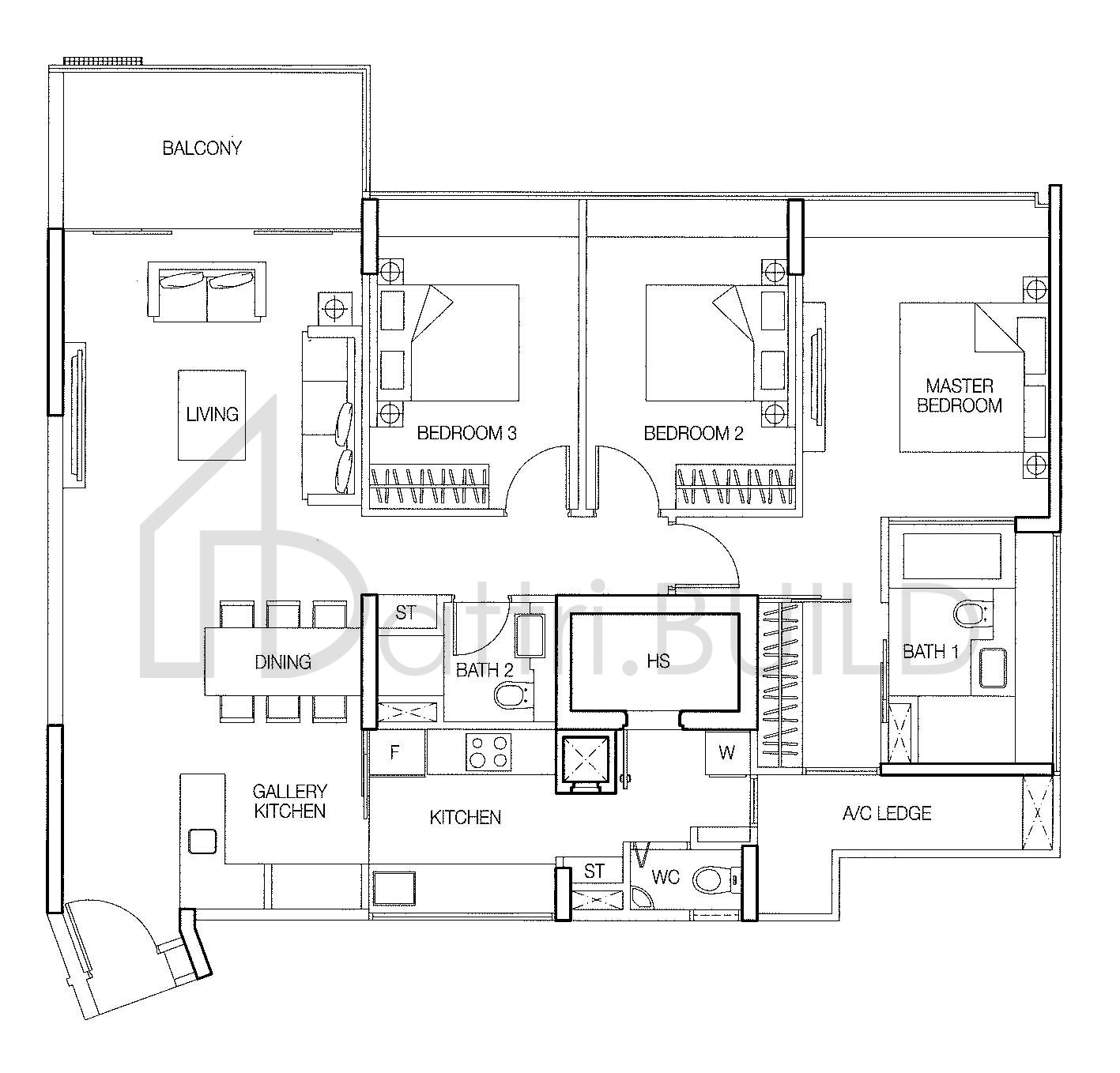 THE VERMONT ON CAIRNHILL B1 floorplan (watermarked)
