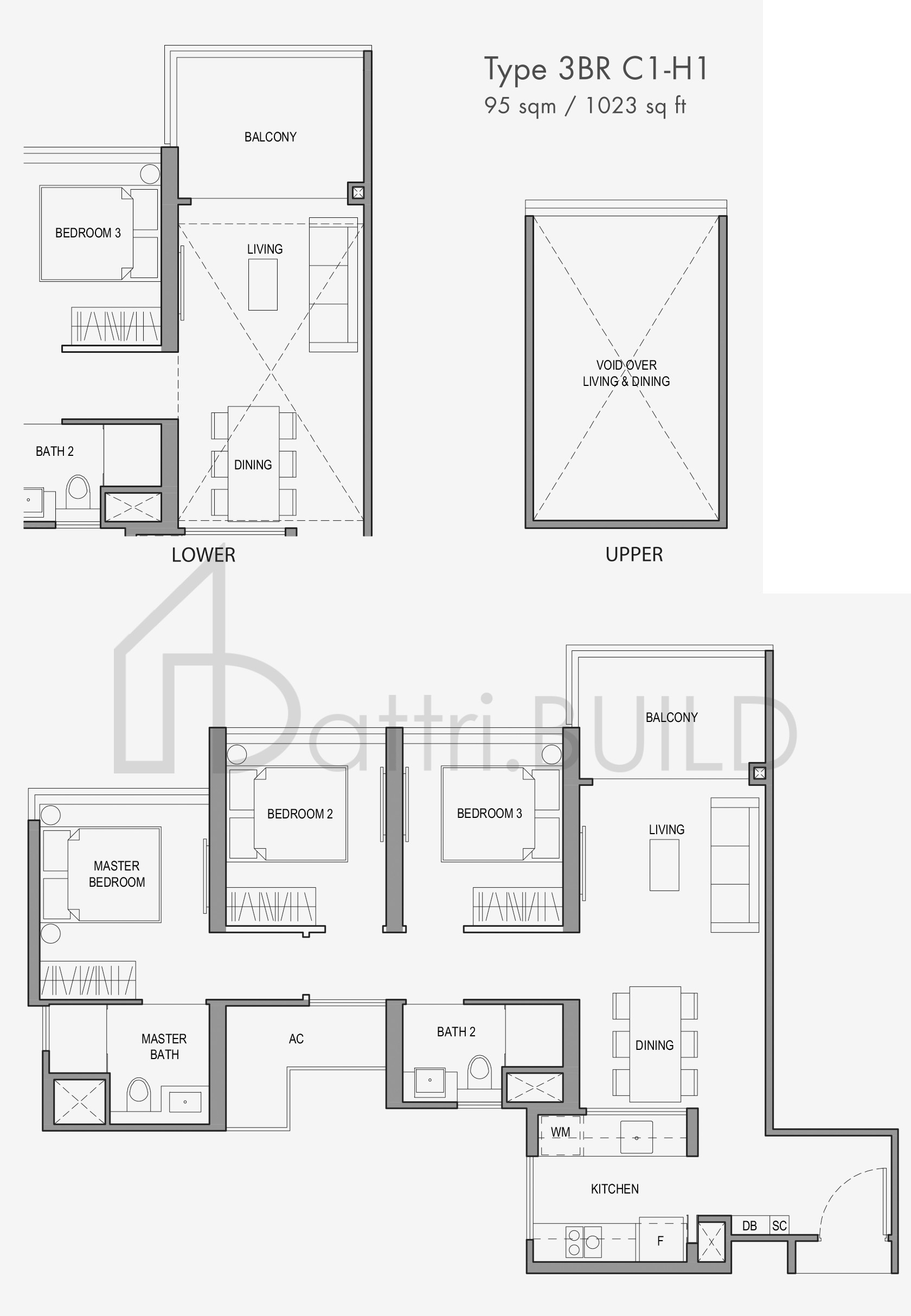 PARC BOTANNIA 3BRC1-H1 floorplan (watermarked)