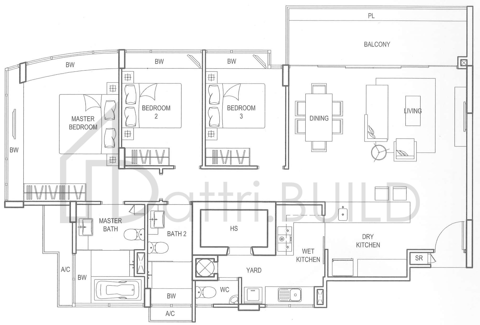 CLEMENTIWOODS CONDOMINIUM C1 floorplan (watermarked)