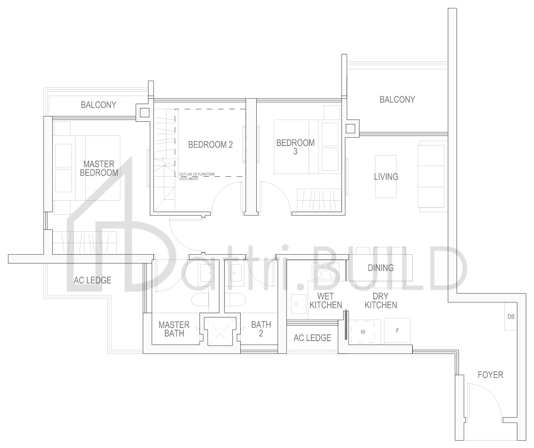 RIVERBANK @ FERNVALE C1bp loft floorplan (watermarked)