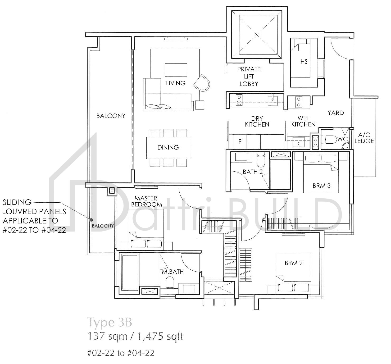 THE GLYNDEBOURNE 3B floorplan (watermarked)