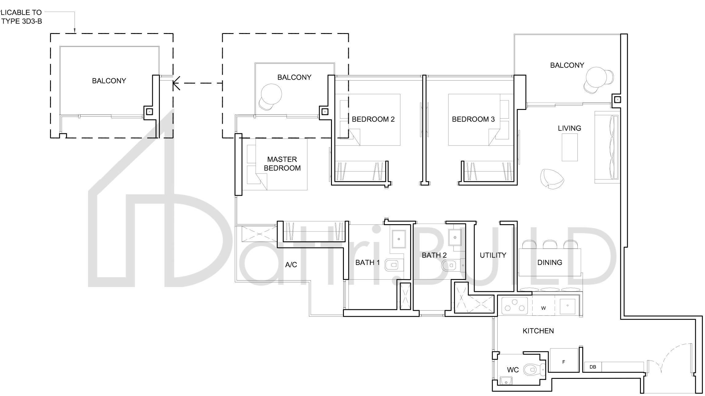 HIGH PARK RESIDENCES 3D3-B floorplan (watermarked)