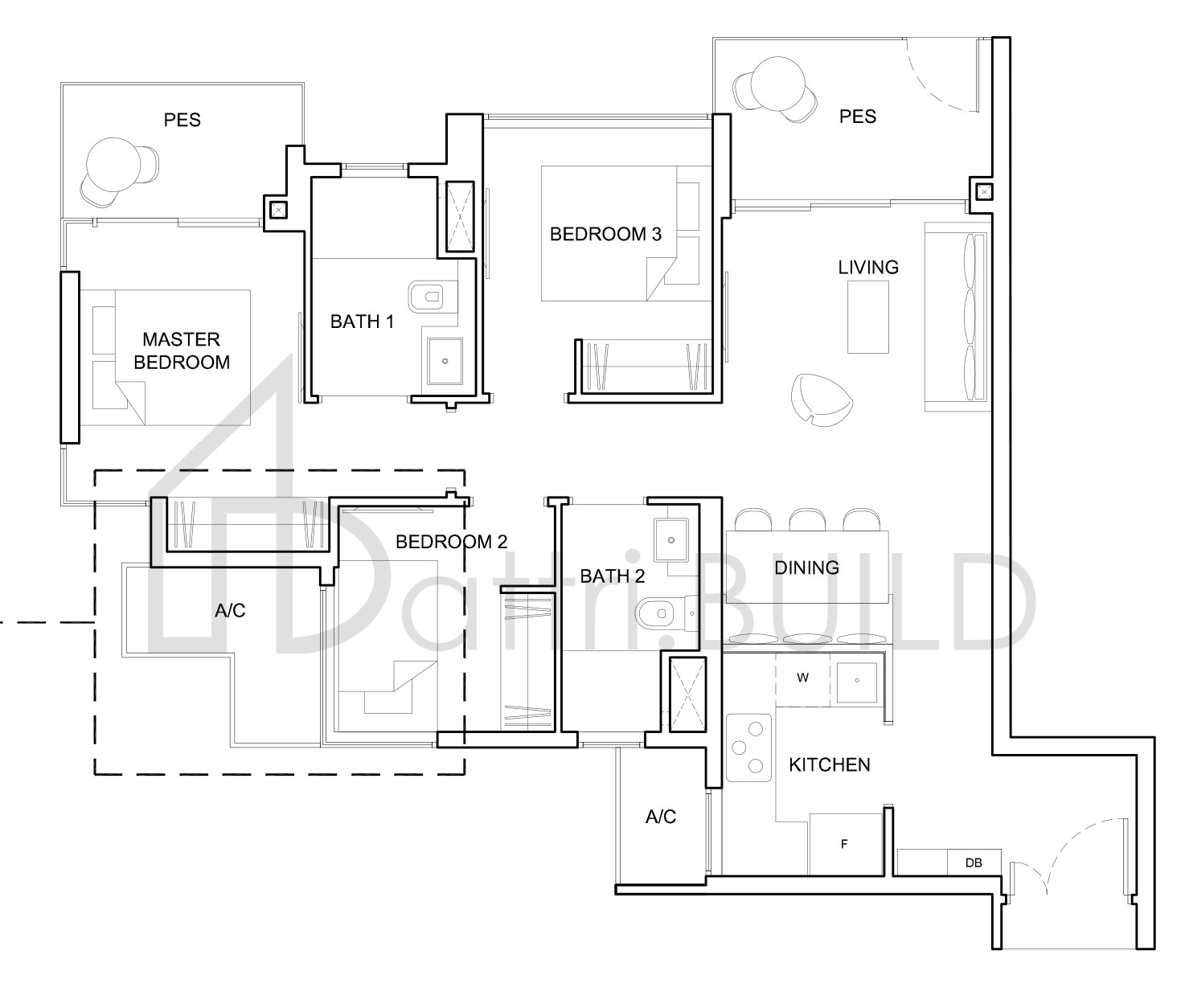 HIGH PARK RESIDENCES 3C1-P floorplan (watermarked)