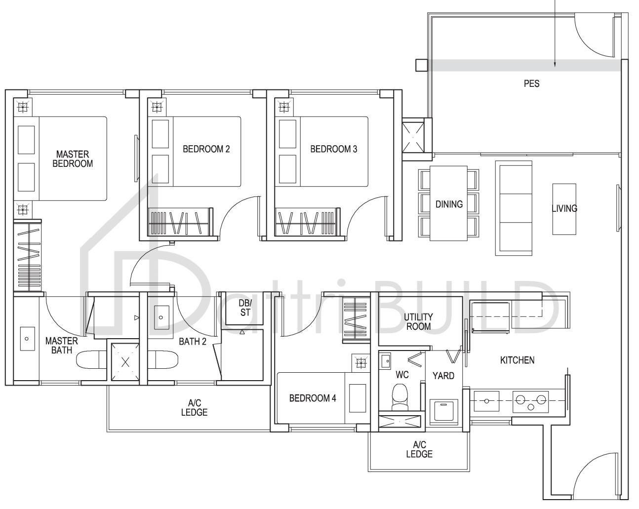 THE BROWNSTONE C2p floorplan (watermarked)