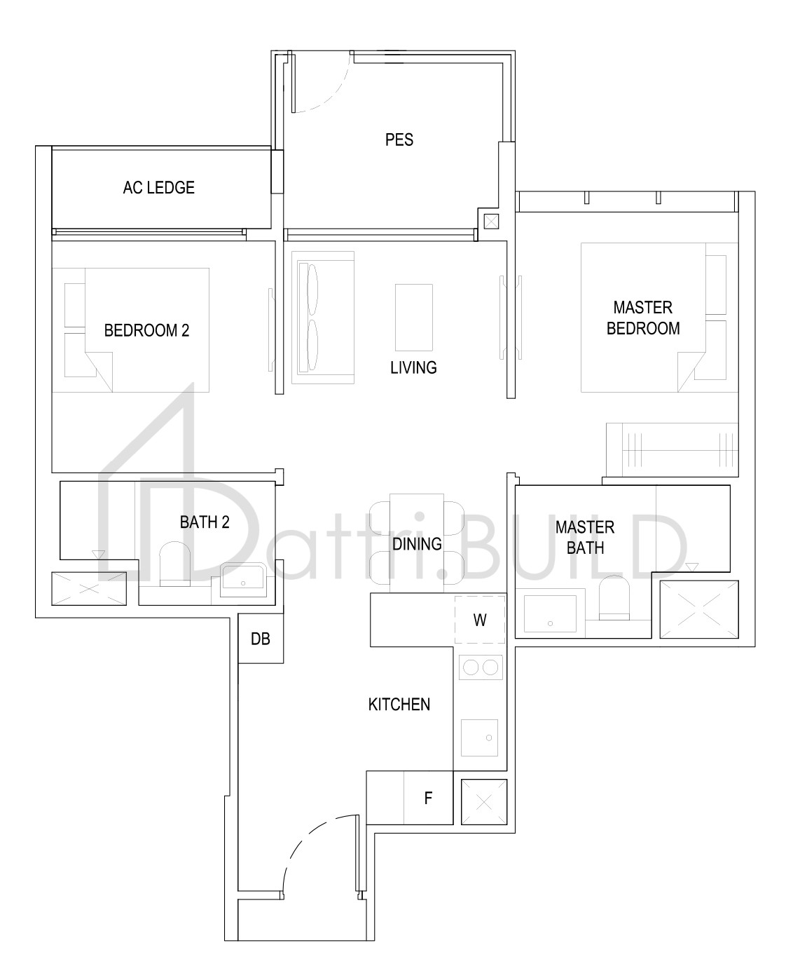 THE FLORENCE RESIDENCES 2D1(G) floorplan (watermarked)