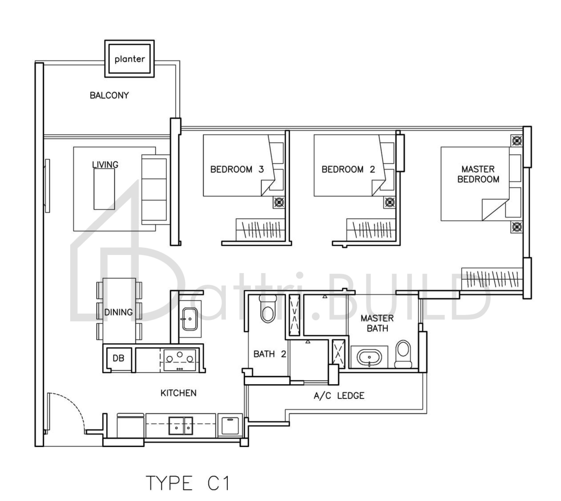 THE SANTORINI C1 floorplan (watermarked)