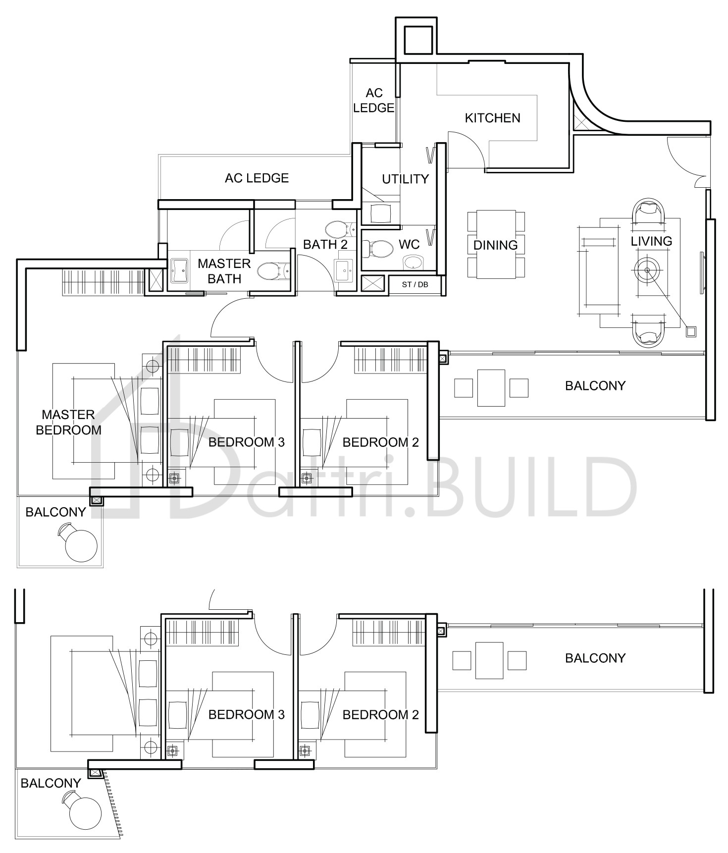 FORESQUE RESIDENCES C1 (VARIATION) floorplan (watermarked)