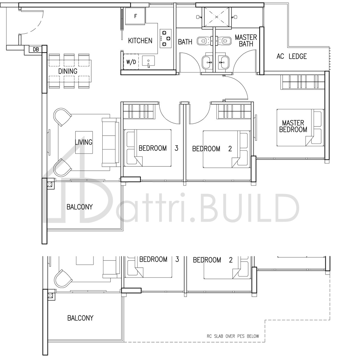 THE SKYWOODS 3C4 floorplan (watermarked)