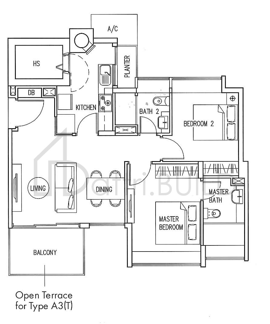 THE INFINITI A3, A3(T) floorplan (watermarked)
