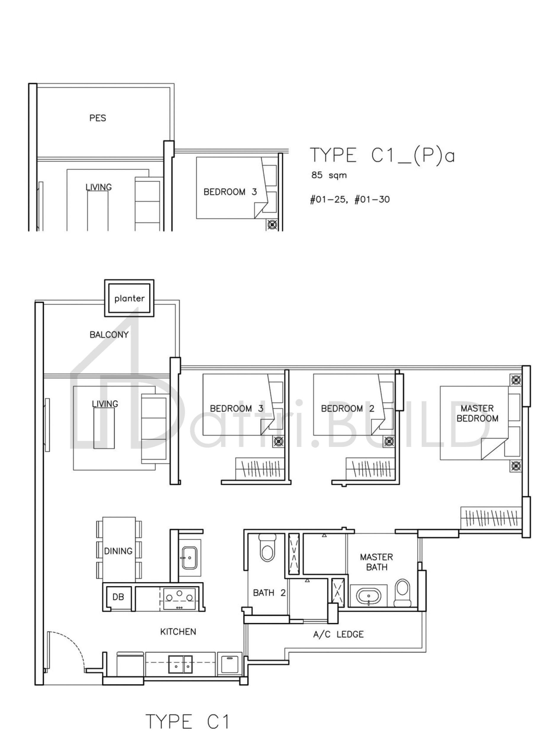 THE SANTORINI C1Pa floorplan (watermarked)