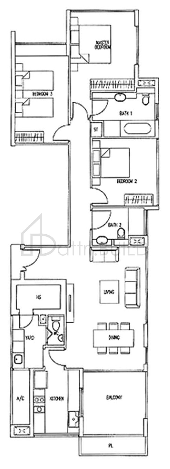 THE WHARF RESIDENCE B1-d floorplan (watermarked)