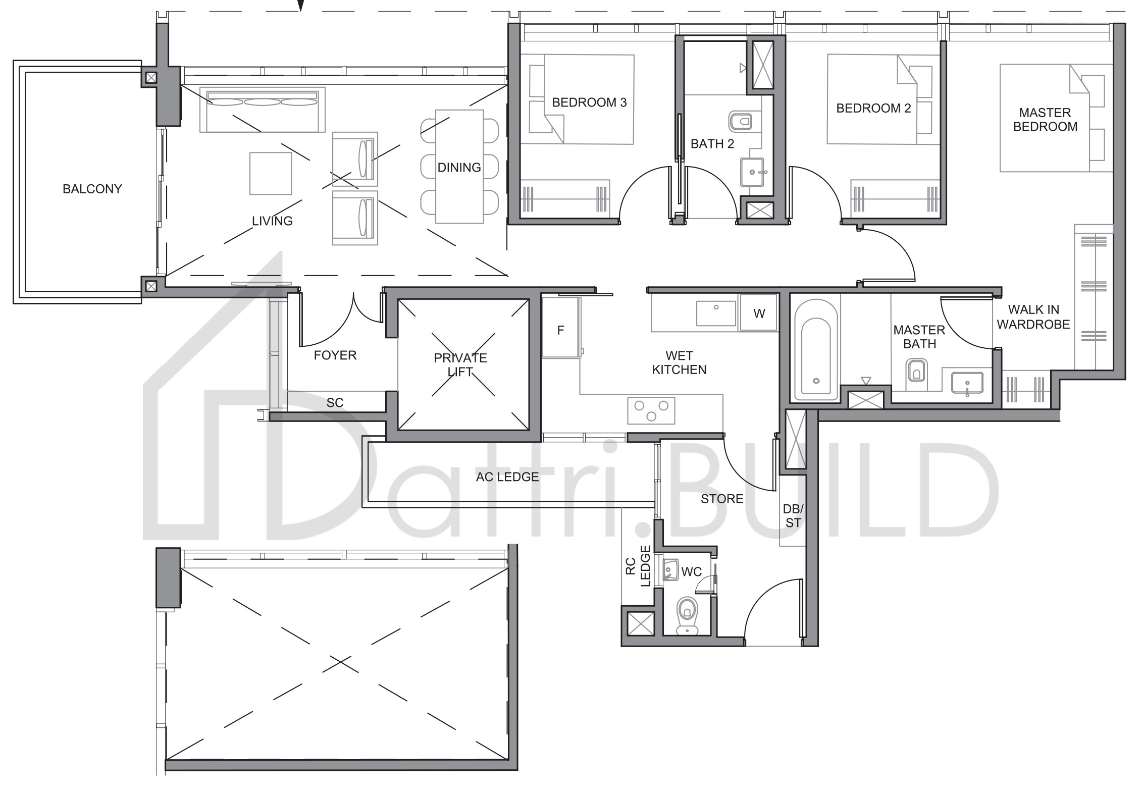 PARC CLEMATIS 3BR-P3H floorplan (watermarked)