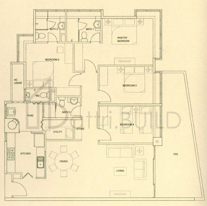 THE RAINTREE E1b-p3 floorplan (watermarked)