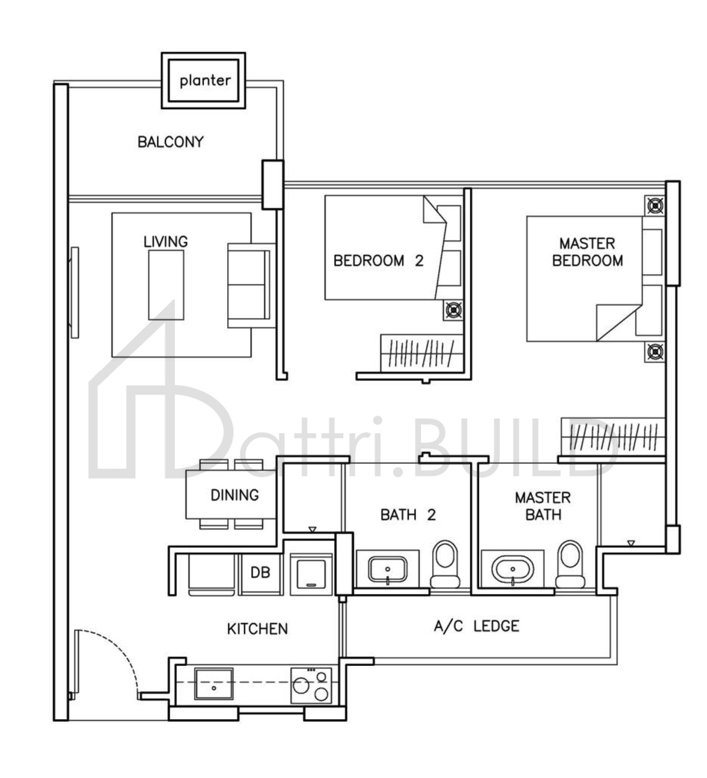 THE SANTORINI B1 floorplan (watermarked)