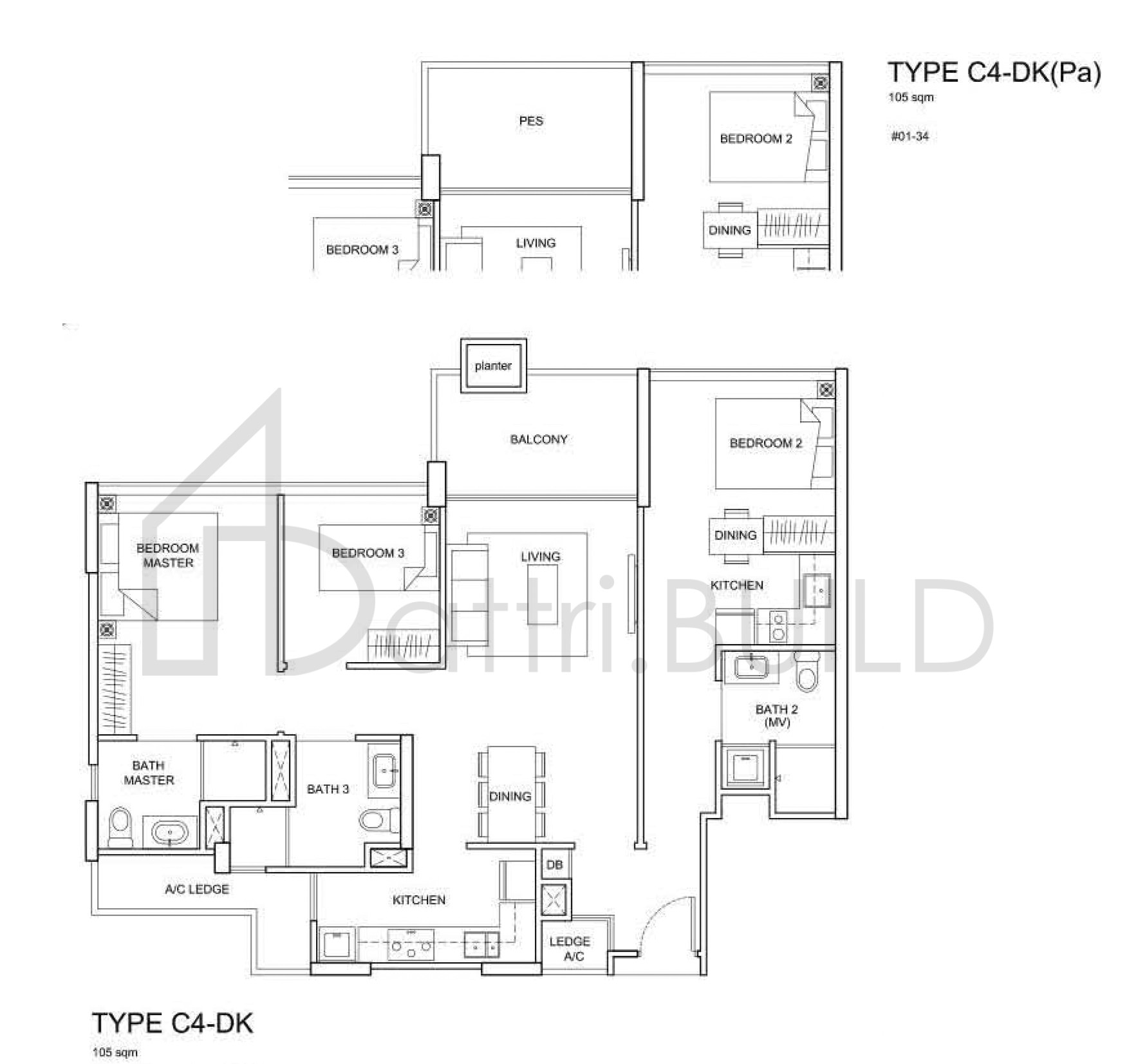 THE SANTORINI C4-DK(Pa) floorplan (watermarked)