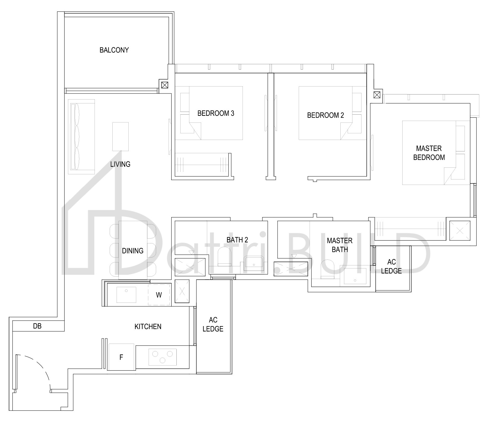 THE FLORENCE RESIDENCES 3C3a floorplan (watermarked)