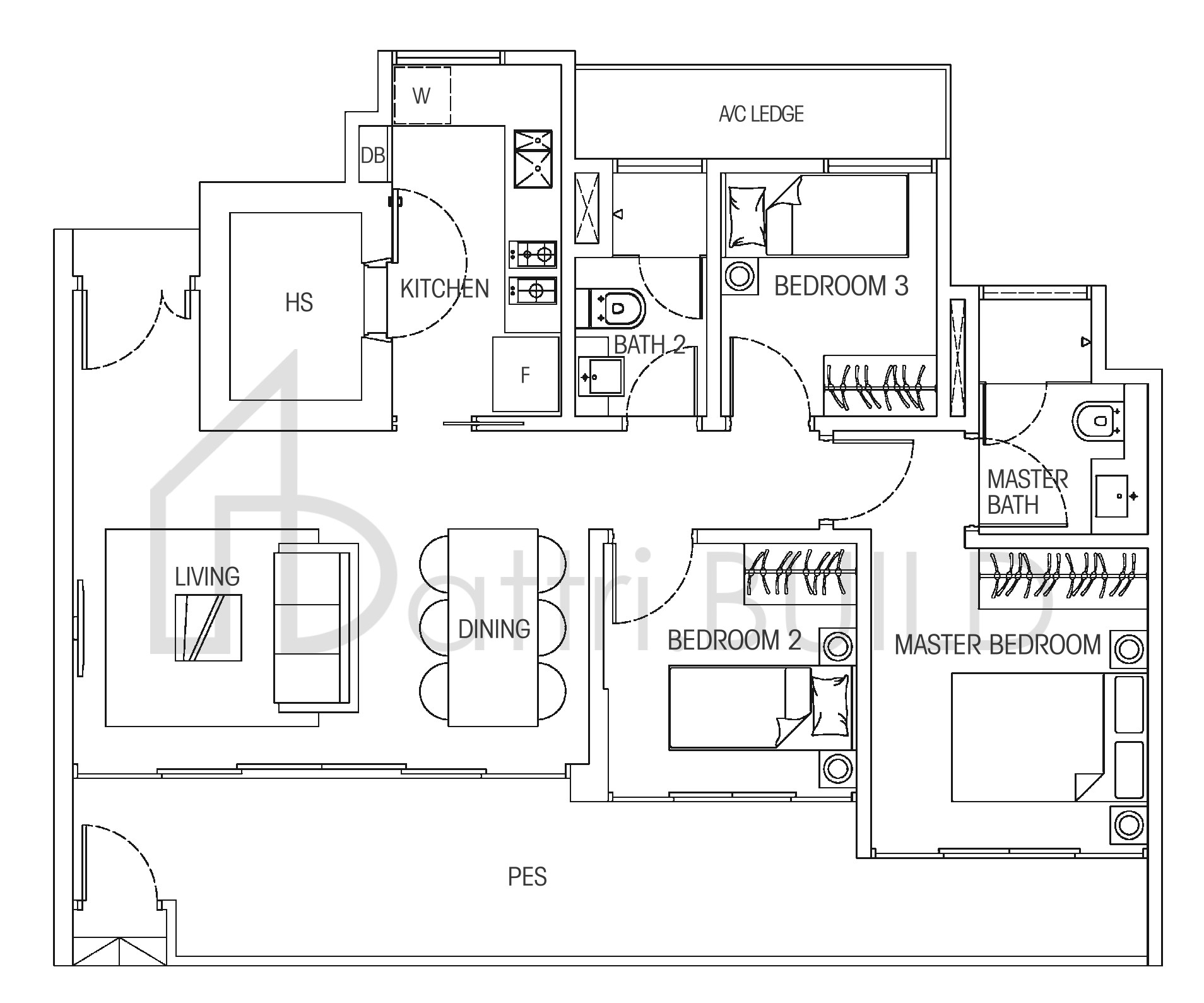 HEDGES PARK CONDOMINIUM 3b1 floorplan (watermarked)