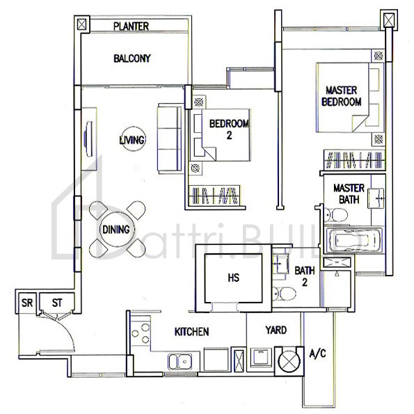 THE CALROSE A2 floorplan (watermarked)