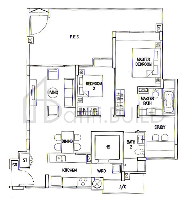 THE CALROSE AS1P floorplan (watermarked)