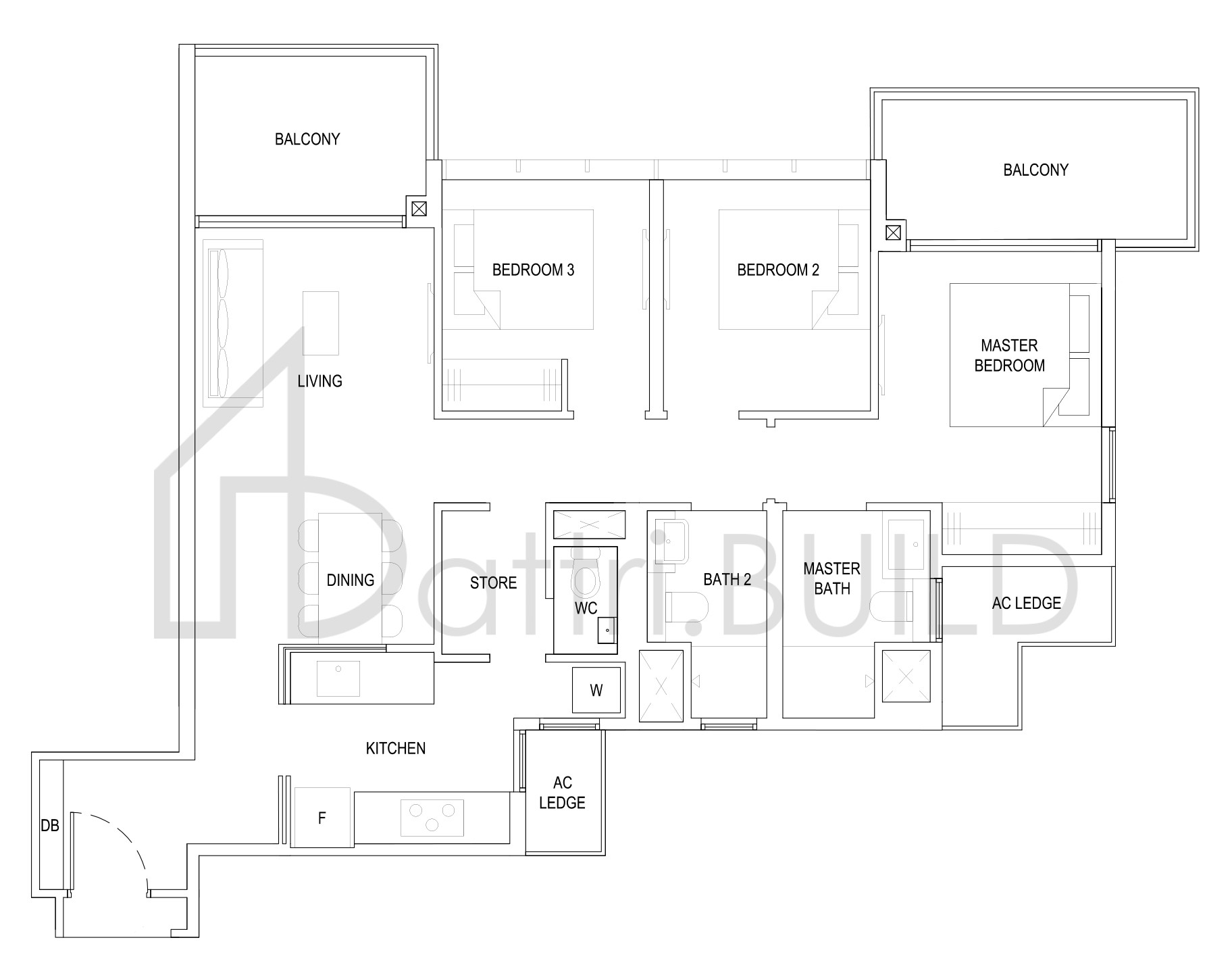 THE FLORENCE RESIDENCES 3D5a(b) floorplan (watermarked)