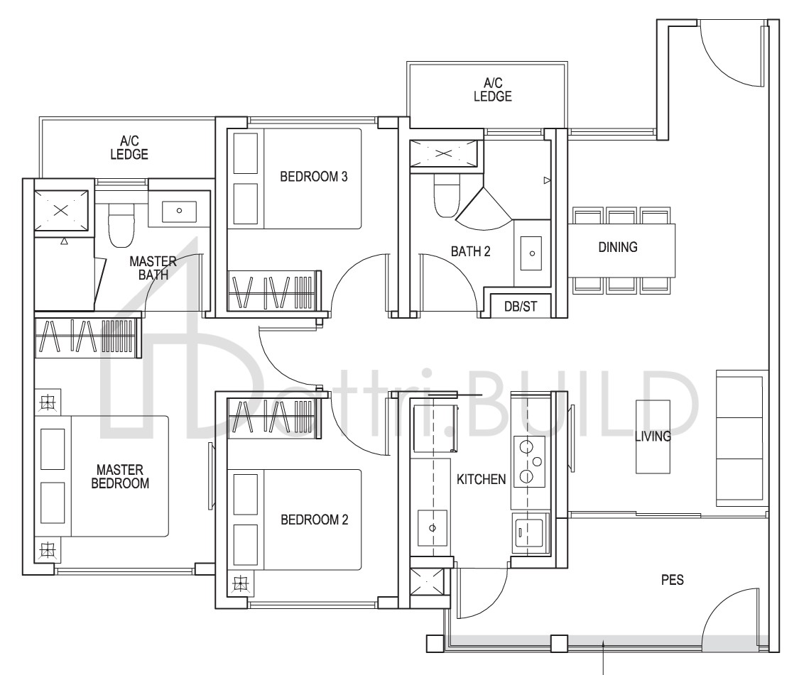 THE BROWNSTONE B2p1 floorplan (watermarked)