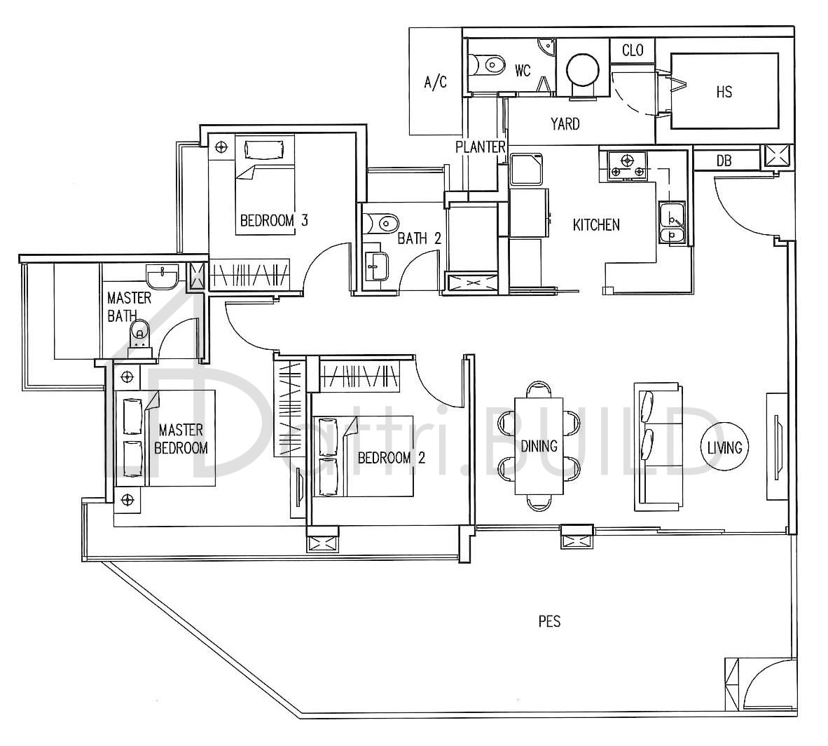 THE INFINITI B6-P1 floorplan (watermarked)