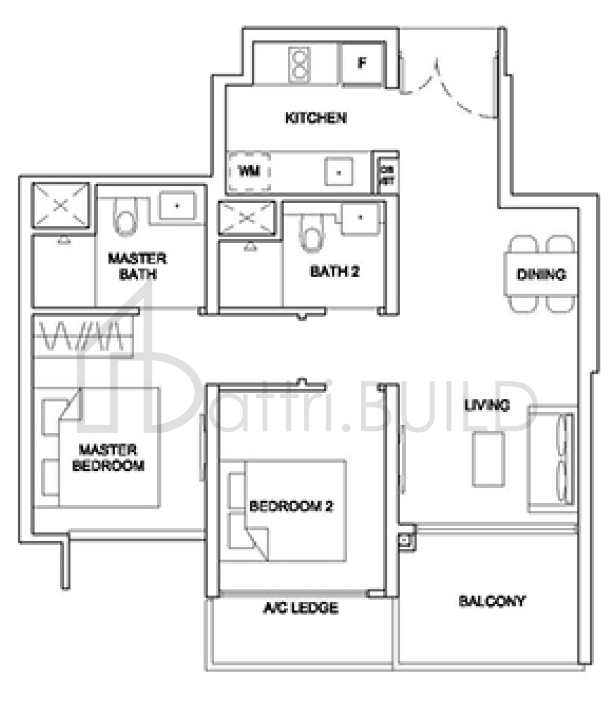 STIRLING RESIDENCES 2BR-P1 floorplan (watermarked)