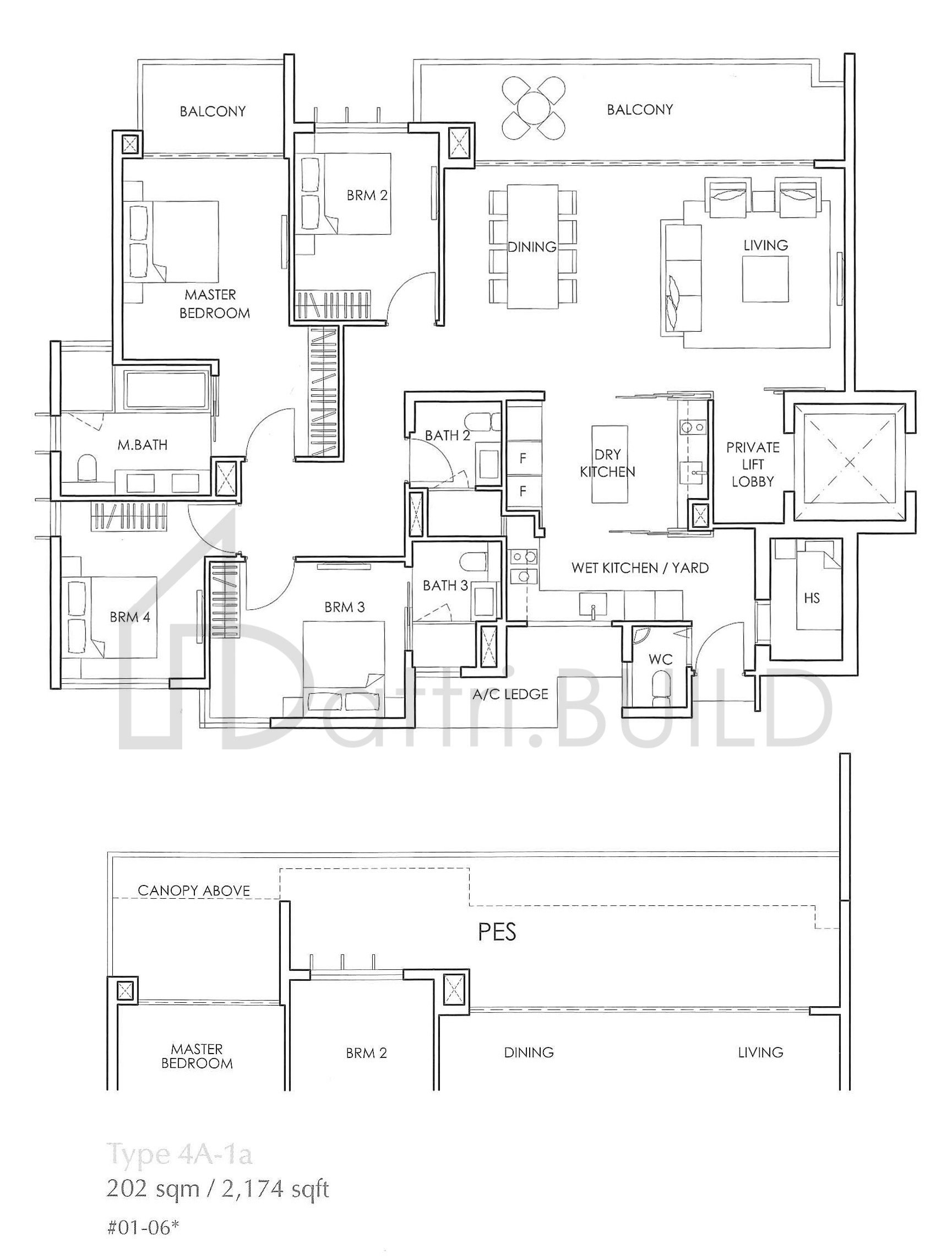 THE GLYNDEBOURNE 4A-1a floorplan (watermarked)