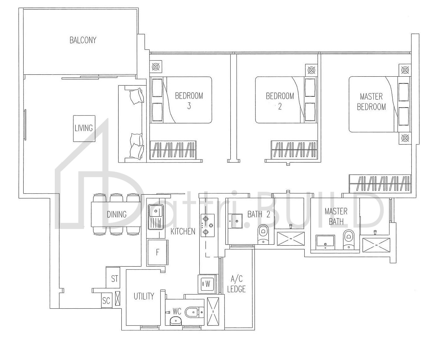 TWIN WATERFALLS B2-A floorplan (watermarked)