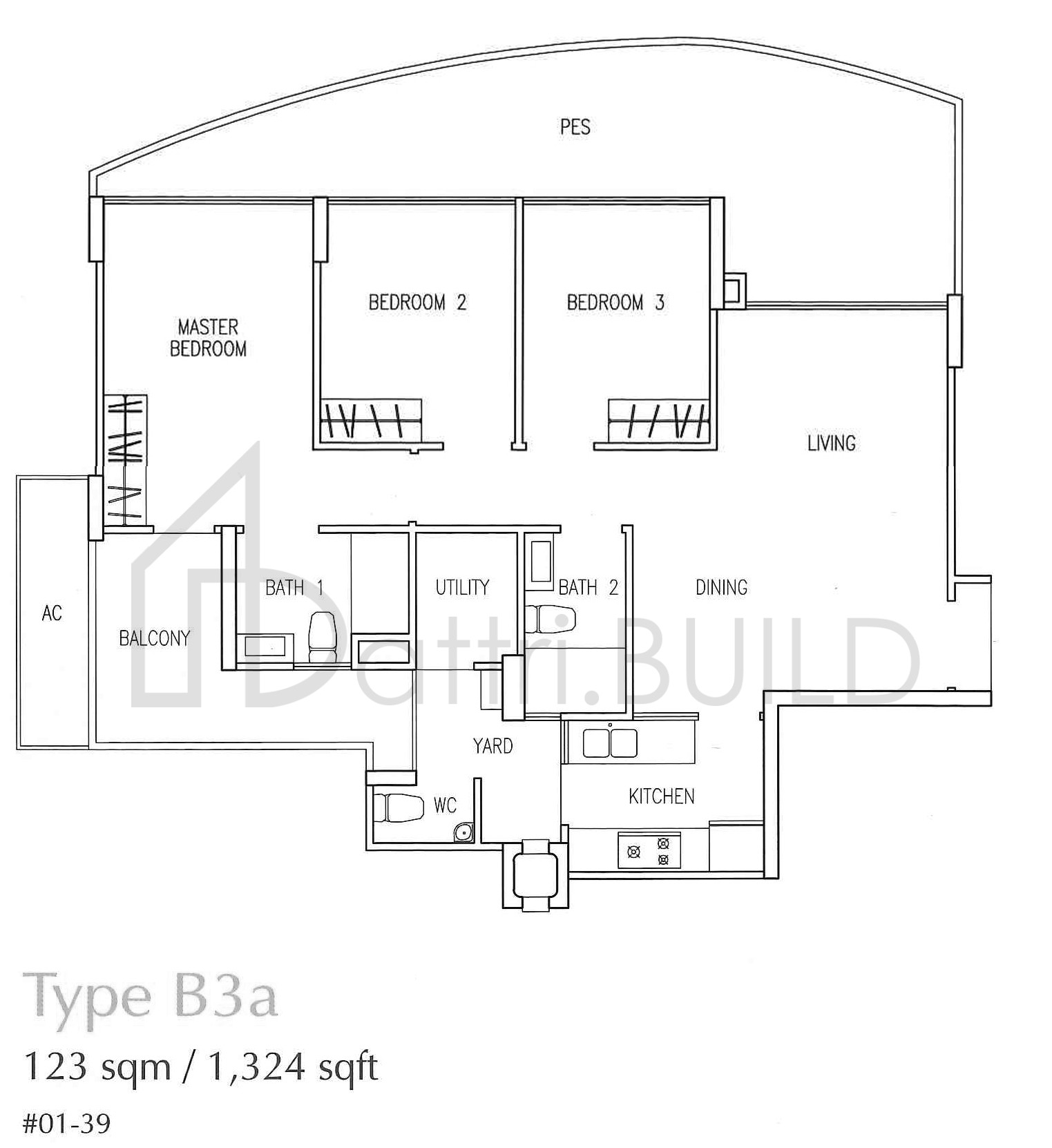 THE TAMPINES TRILLIANT B3a floorplan (watermarked)